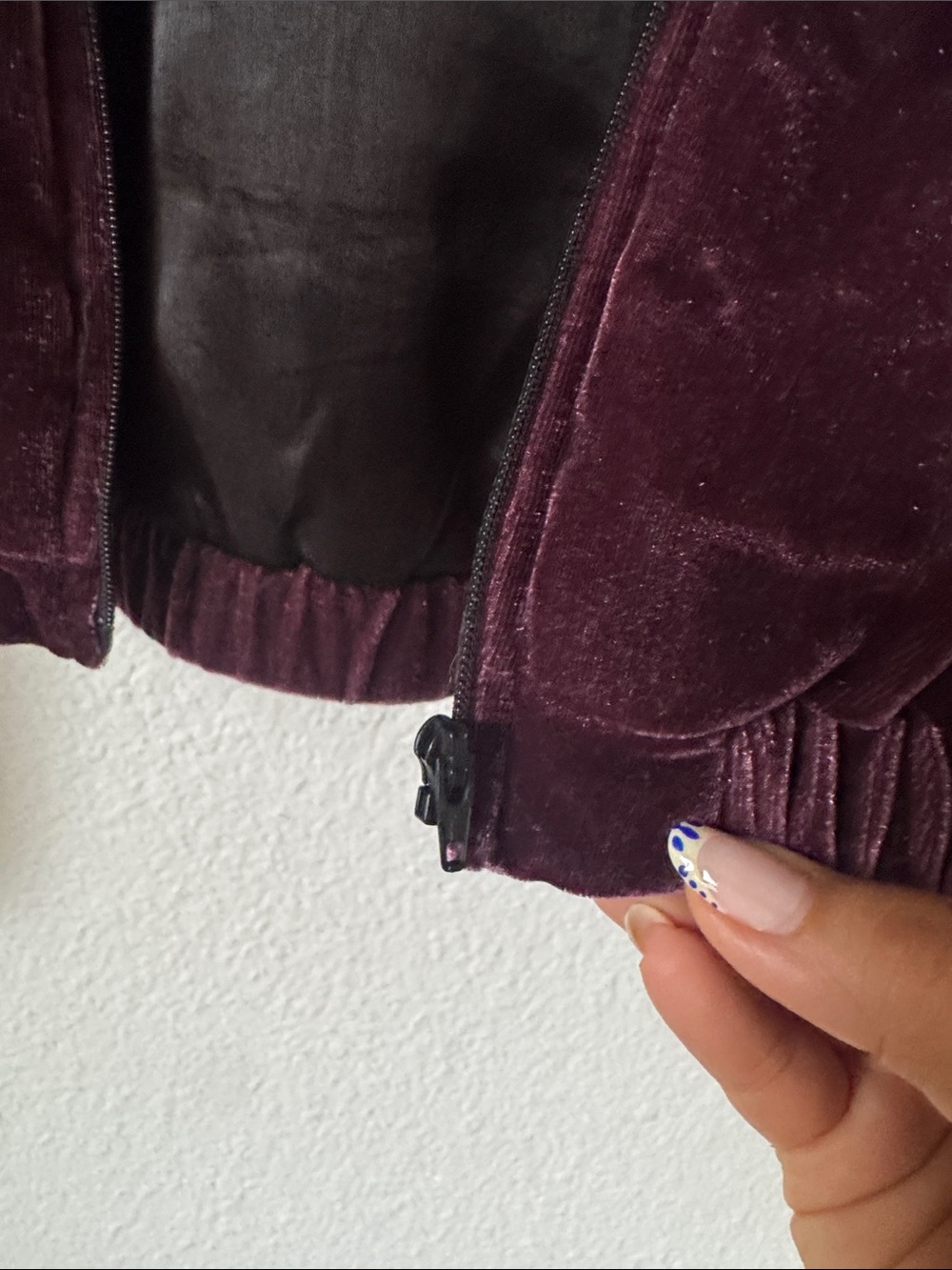 Obey Velvet Jacket with Gold Tiger Embroidery in Deep Plum - Picture 7 of 9